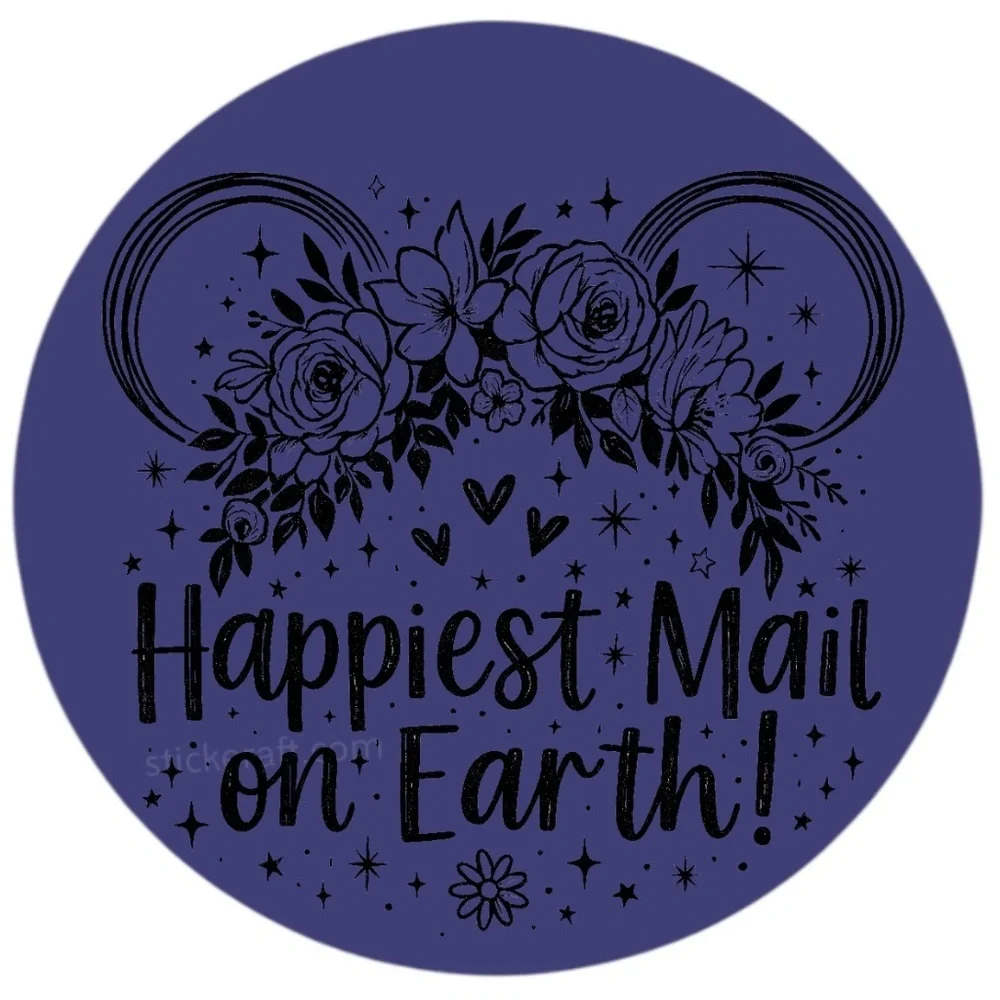 Happiest Mail on Earth Sticker 2” | Cute  DISNEY Label | Small Biz Packaging